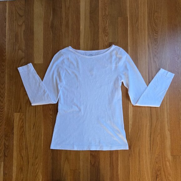 J. Crew Tops - J Crew White Artist Long Sleeve Tee Shirt Size S